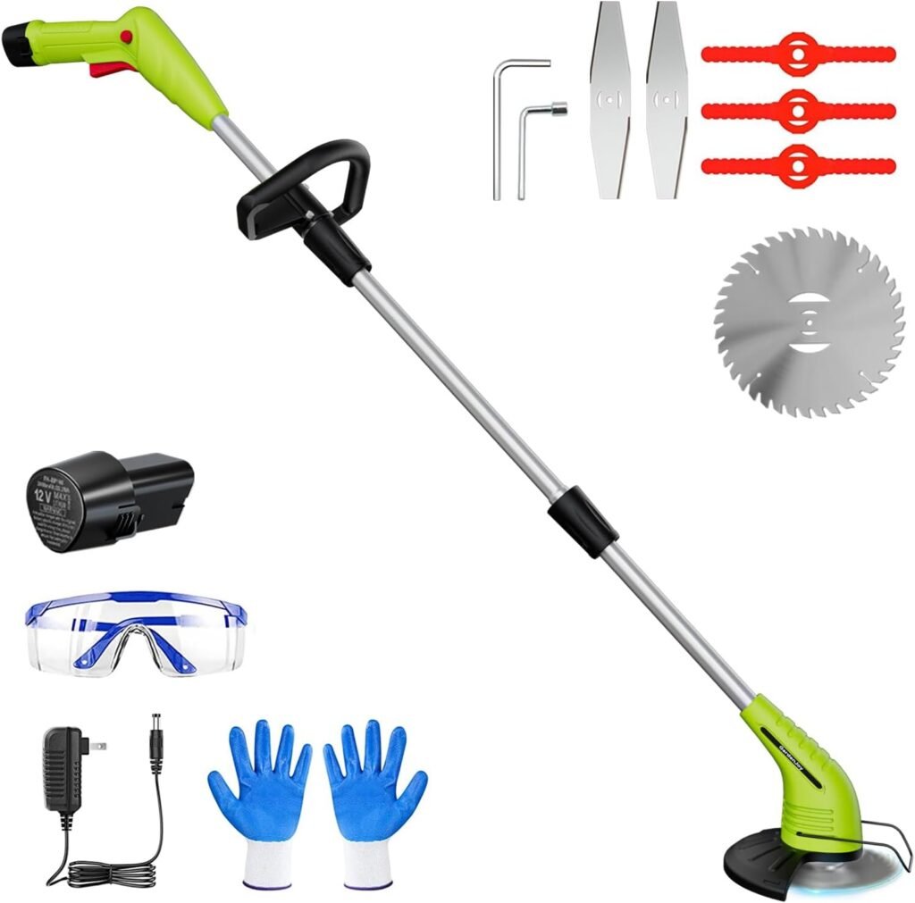 Amazon.com : Cordless Lawn Trimmer Weed Wacker - GardenJoy 12V Grass Trimmer Lawn Edger with 2.0Ah Li-Ion Battery Powered and 3 Types Cutting Blade, Electric Weed Trimmer Tool for Lawn Care and Garden Yard Work : Patio, Lawn  Garden