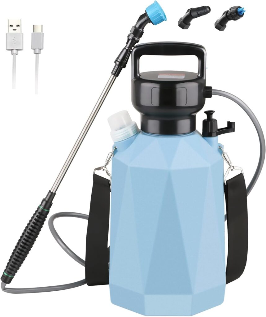 Amazon.com : Electric Plant Sprayer, 1.35 Gallon/5L Battery Powered Sprayer with USB Rechargeable Handle, Potable Garden Sprayer with Telescopic Wand, Sprayer Plant for Yard Lawn Weeds Plants (Blue-N) : Patio, Lawn  Garden