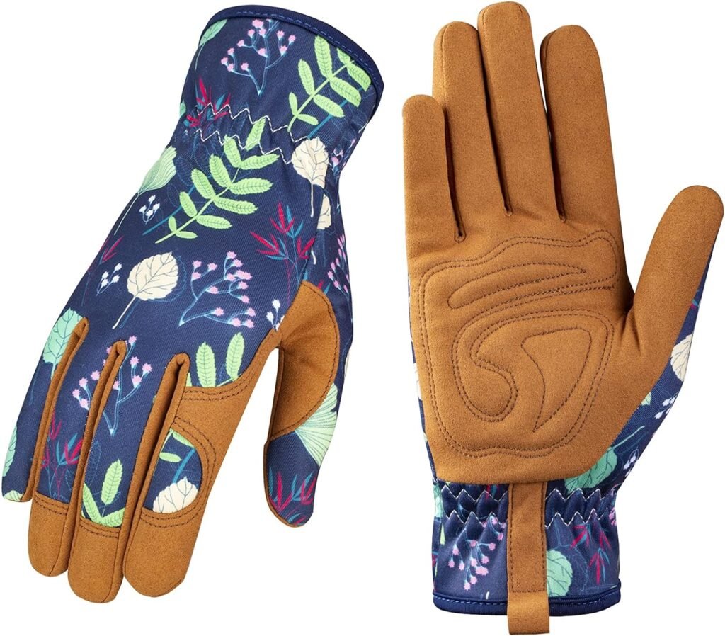 Bamllum Leather Gardening Gloves for Women - Working Gloves for Weeding, Digging, Planting, Raking and Pruning