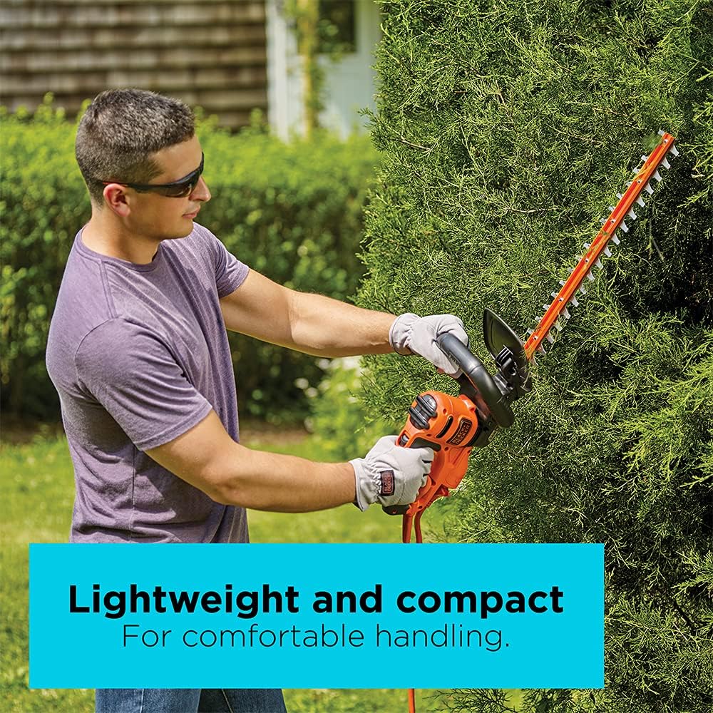 BLACK+DECKER Electric Hedge Trimmer, 22-Inch Blade, Corded (BEHT350FF) Orange