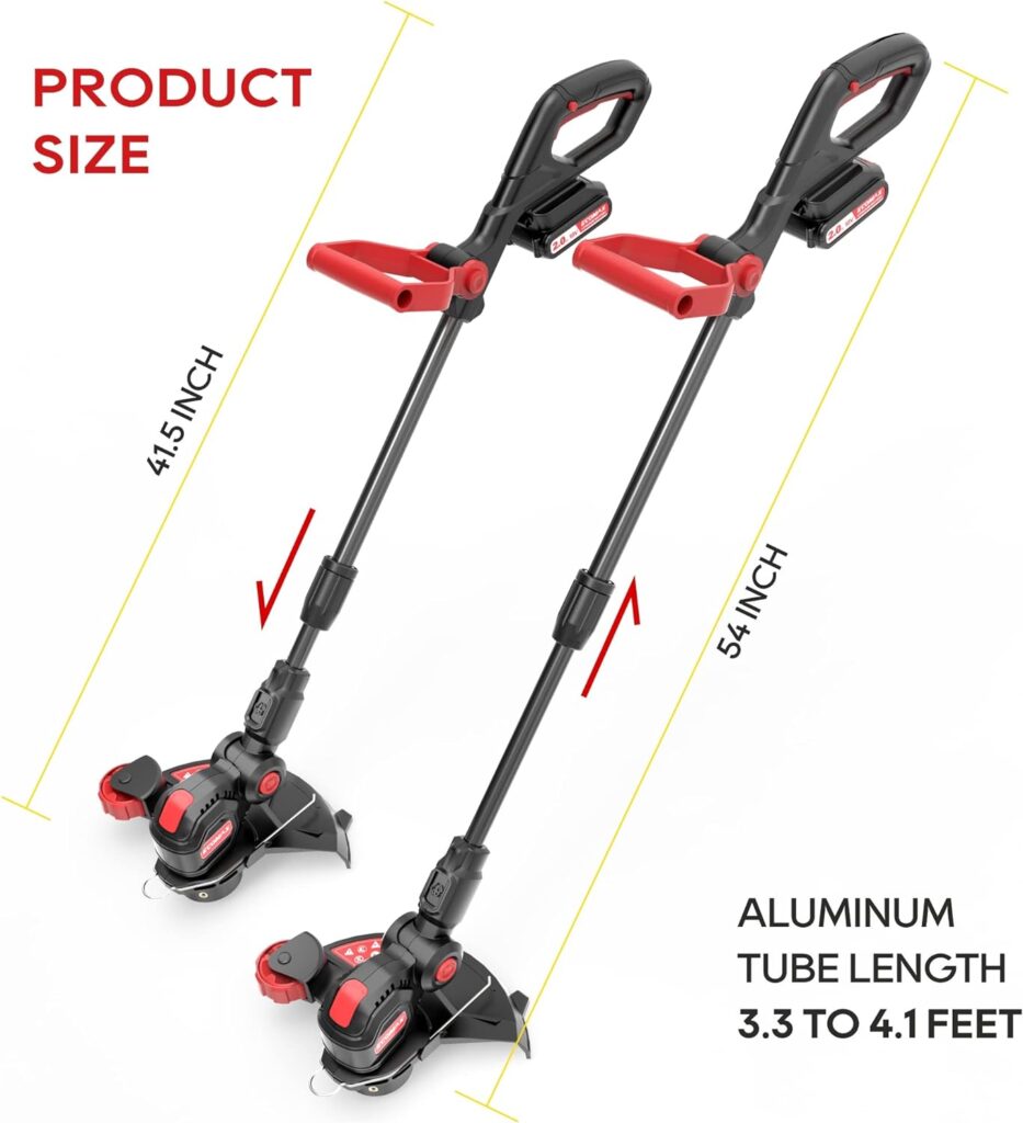 Ecomax 12 Cordless String Trimmer  Edger, 18V Electric Weed Wacker with 2Ah Battery and Charger, Lightweight Weed Eater, Edger Lawn Tool with 90 Degree Adjustable Head for Yard and Garden, ELG03
