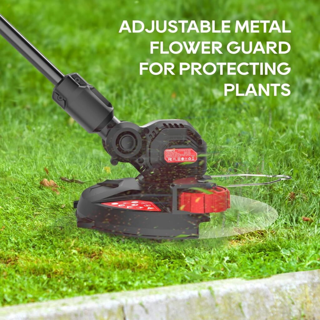 Ecomax 12 Cordless String Trimmer  Edger, 18V Electric Weed Wacker with 2Ah Battery and Charger, Lightweight Weed Eater, Edger Lawn Tool with 90 Degree Adjustable Head for Yard and Garden, ELG03