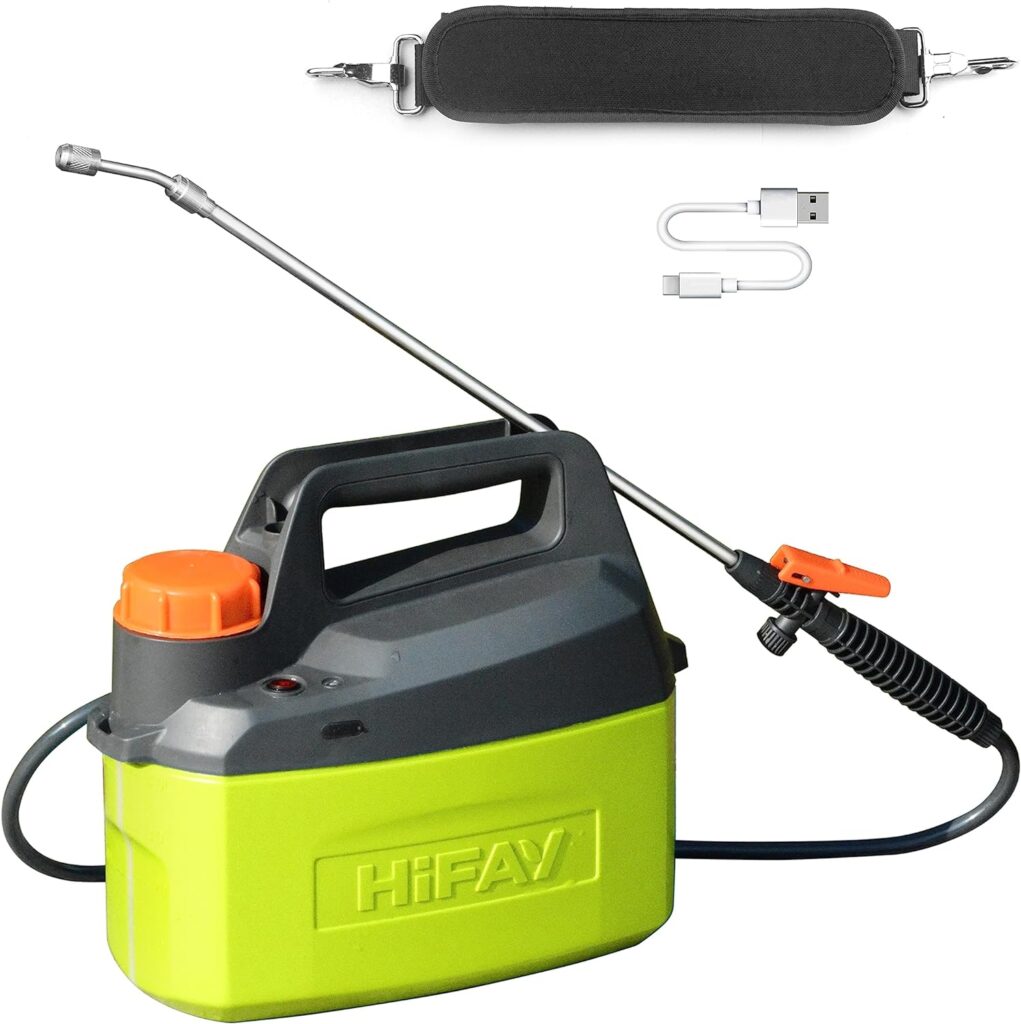 HIFAY ES4 Electric Sprayer 1 Gallon Built-in 4000mAh Rechargeable Battery, Copper-Nickel Spray Nozzle Makes The Spray More Delicate, The Telescopic Spray Rod Can Reach Further