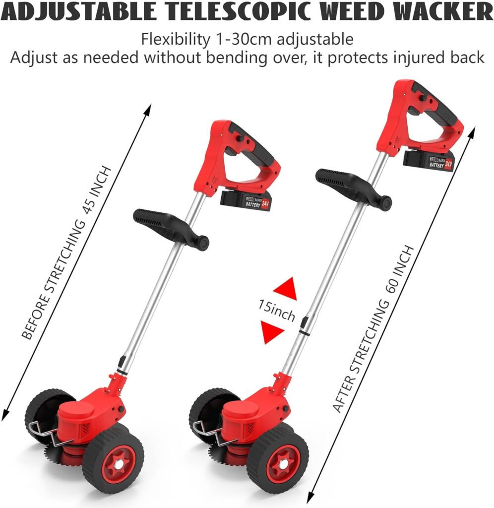 Rigel Weed Wacker Cordless Brush Cutter with 4 Types Blades, Stringless Weed Trimmer Electric Weed Eater Battery Powered Lightweight for Lawn Garden Pruning/Trimming, Included 2Pcs 24V Batteries