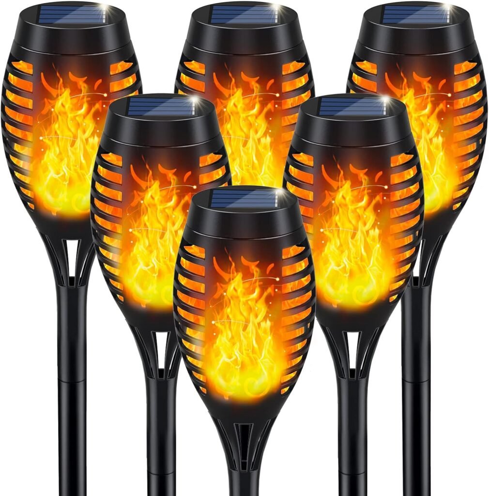 Solar Lights for Outside, Solar Torch Light with Flickering Flame for Garden Decor, Solar Garden Lights, Waterproof Solar Powered Outdoor Lights, Flame Torches for Outside Patio Path Yard Decorations