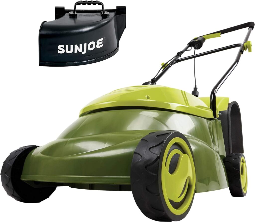 Sun Joe MJ401E-PRO Electric Lawn Mower w/Collapsible Handle, 3-Position Height Control, 10.6-Gallon Bag and Side Discharge Chute, 14/13 Amp, Green Sun Joe MJ401E-PRO Electric Lawn Mower w/Collapsible Handle, 3-Position Height Control, 10.6-Gallon Bag and Side Discharge Chute, 14/13 Amp, Green